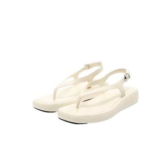ZARA LEATHER FLATFORM SANDALS White SIZE 7.5 | 1602/111 - Picture 1 of 4